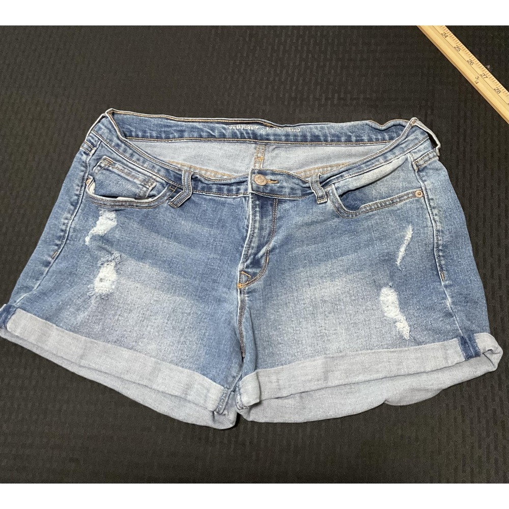 Old Navy Boyfriend Shorts‎ Womens 10 Blue Distressed Denim Cuffed Casual Summer